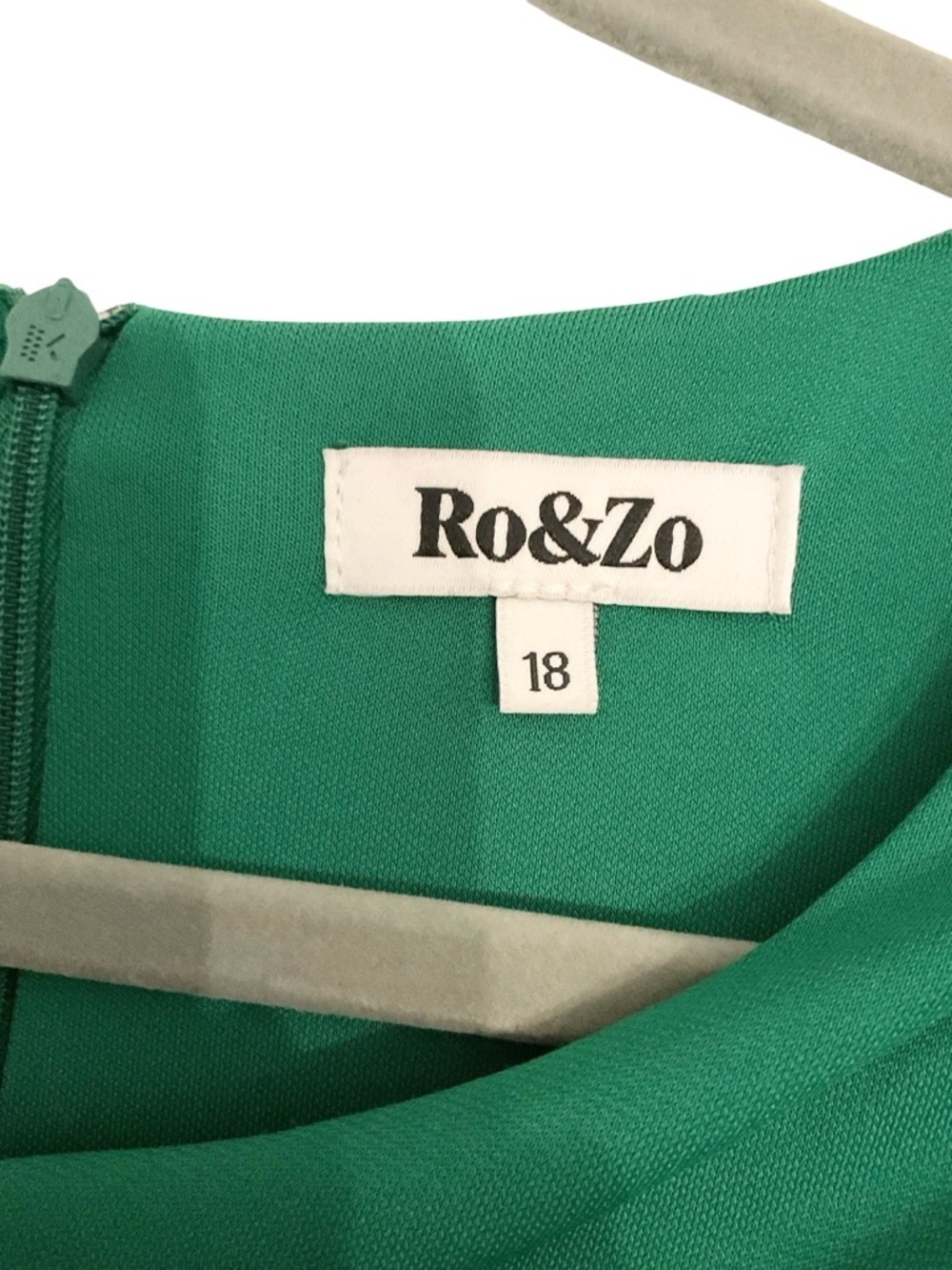 Ro & Zo Emerald Green Dress w/ Asymmetrical Neckline and Front Ruching Size 18 - Picture 7 of 7
